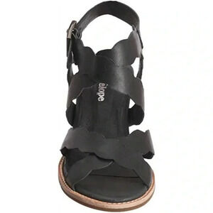 ANTELOPE Black Leather Scallop Crossover Sandals Size 36